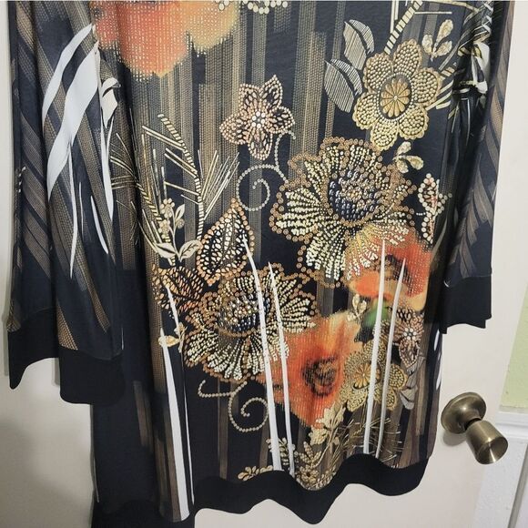 CATO Gold & Orange Sparkly Floral Blouse - Picture 4 of 9